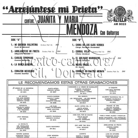 tras - Juanita y María Mendoza