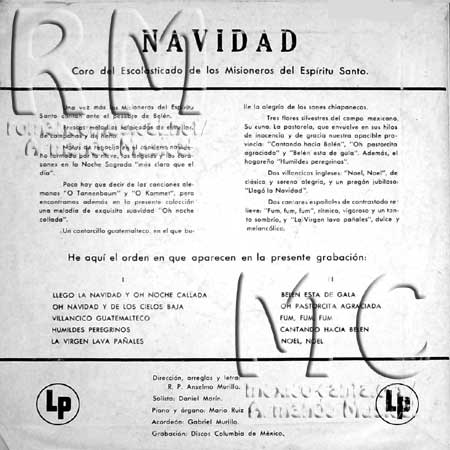 Coro Misioneros del Espíritu Santo - Trasera